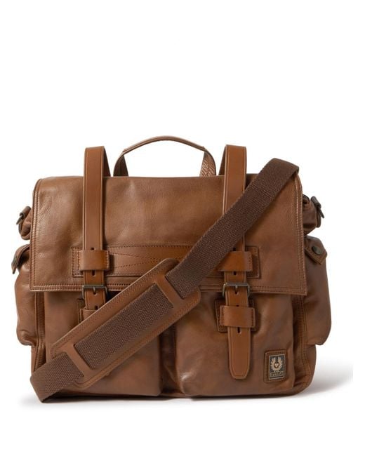 Belstaff Brown Leather Messenger Bag for men