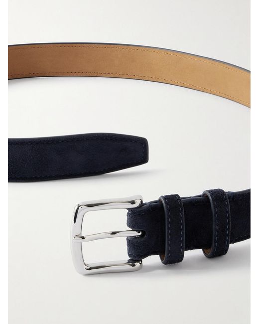 George Cleverley Blue 3Cm Suede Belt for men