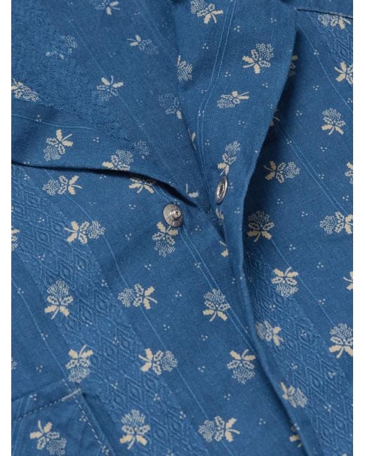 Kapital Blue Camp-Collar Cotton-Dobby Shirt for men