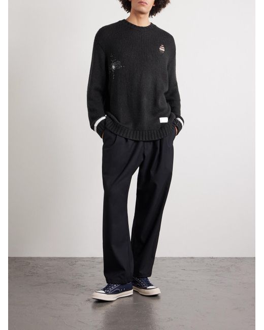 Neighborhood Blue Savage Embroidered Woven Sweater for men
