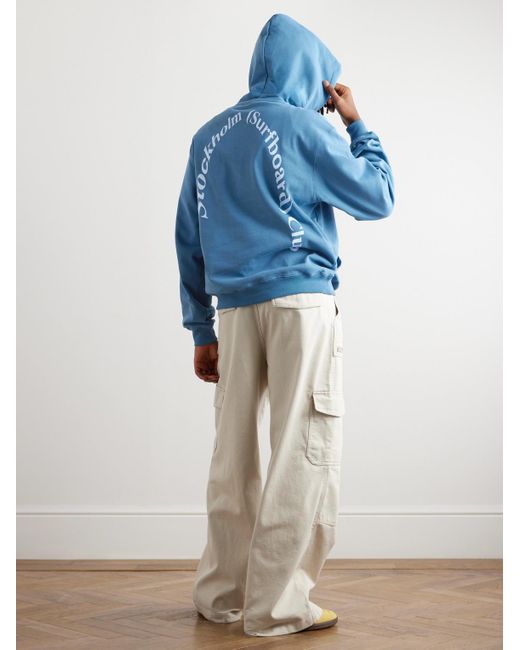 Stockholm Surfboard Club Blue Logo-print Cotton-jersey Hoodie for men