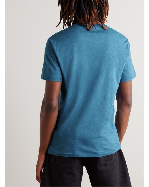 T-shirt in jersey di cotone con logo ricamato di Polo Ralph Lauren in Blue da Uomo