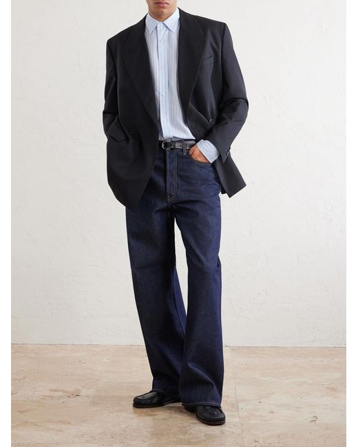 Acne White Pinstriped Lyocell Shirt for men