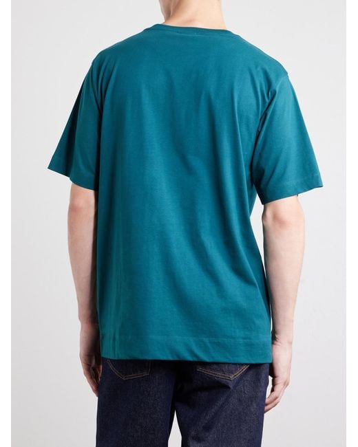 Dries Van Noten Blue Hertz Cotton-Jersey T-Shirt for men