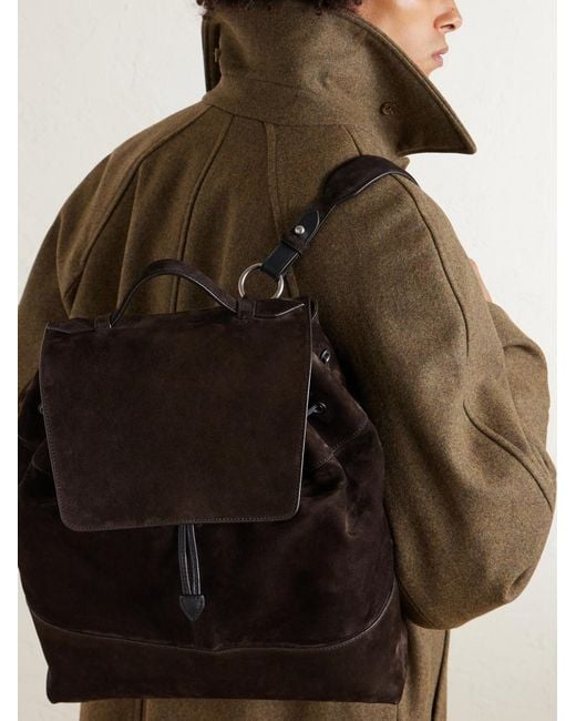 Metier Brown Glide Suede Backpack for men