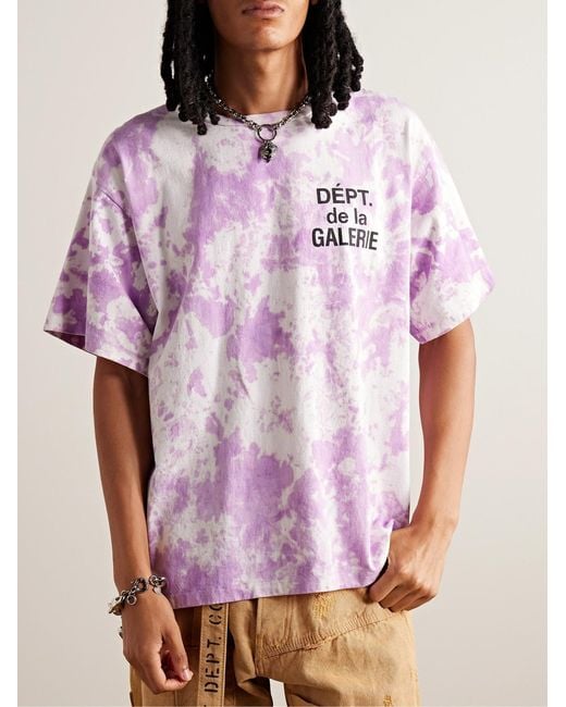 GALLERY DEPT. Pink Tie-Dyed Logo-Print Cotton-Blend Jersey T-Shirt for men