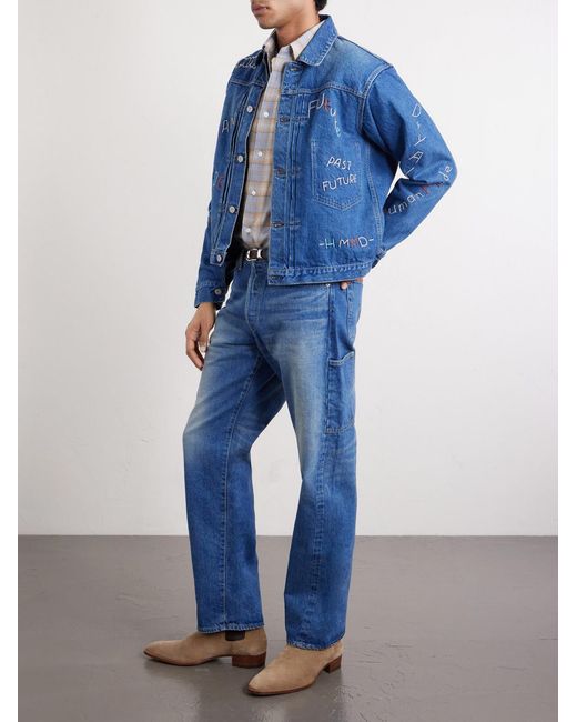 Human Made Blue Embroidered Denim Jacket for men