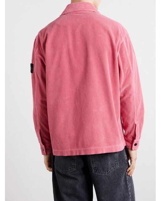 Stone Island Pink Organic Cotton-Corduroy Overshirt for men