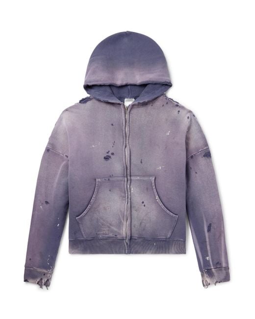 SAINT Mxxxxxx Oversized Distressed Cotton-Jersey Zip-Up Hoodie in