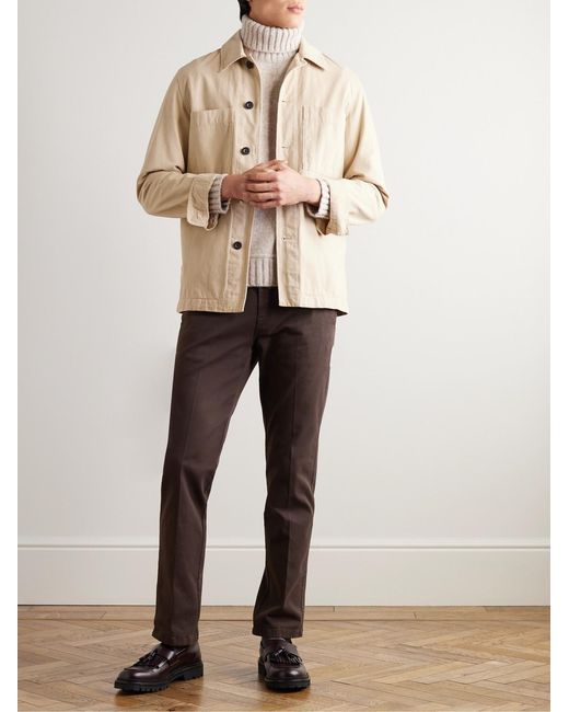 Mr P. Brown Straight-Leg Cotton-Blend Twill Trousers for men