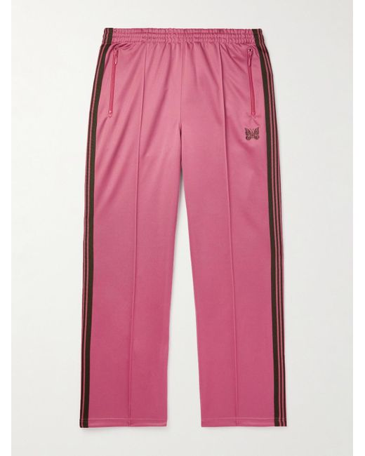 Needles Pink Straight-leg Webbing-trimmed Tech-jersey Track Pants for men