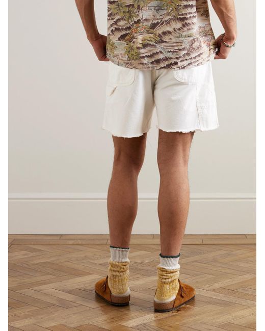 Polo Ralph Lauren White Straight-leg Distressed Garment-dyed Denim Shorts for men
