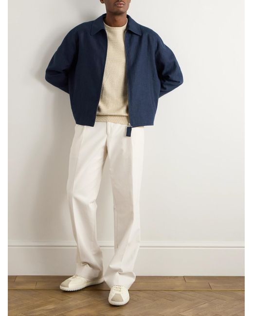 Lardini Blue Travis Linen-Canvas Jacket for men