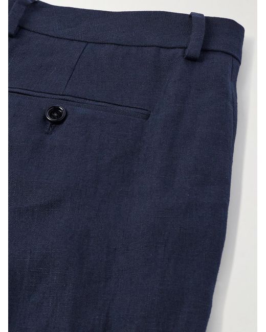Pantaloni a gamba dritta in lino con pinces di Lardini in Blue da Uomo