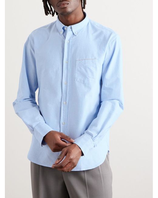 Officine Generale Blue Slim-Fit Cotton Oxford Shirt for men