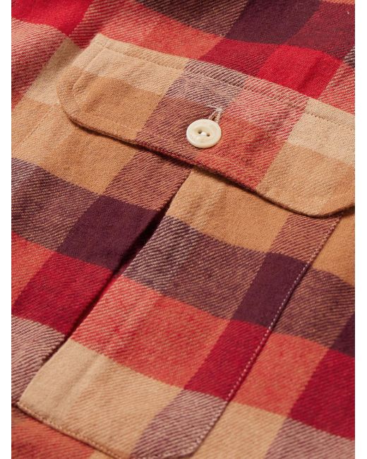 Drake's Red Checked Cotton-madras Shirt for men