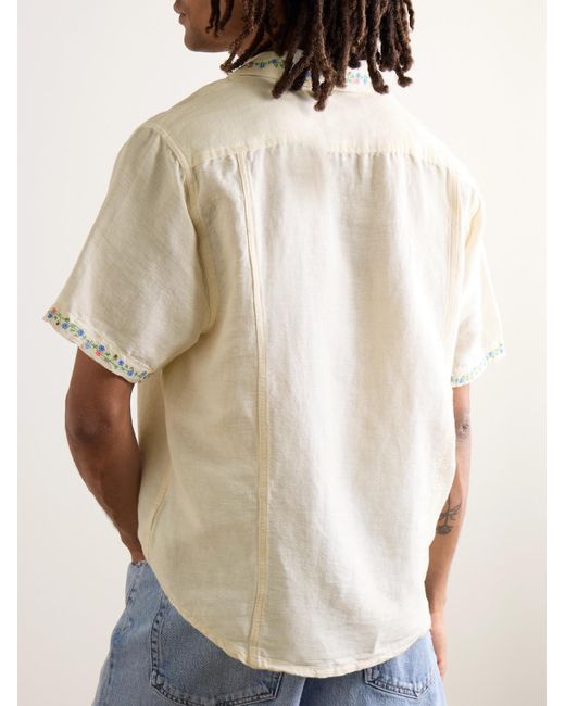 Camicia in cotone con ricami e colletto aperto Hamsa di Corridor NYC in Natural da Uomo