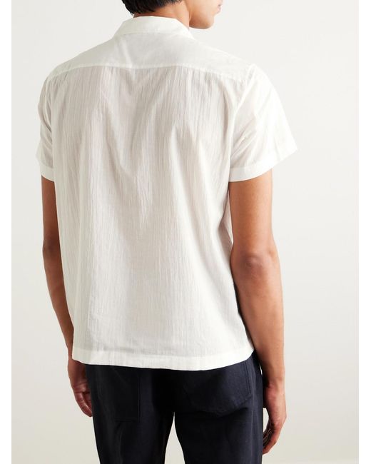 Bode White Camp-Collar Cotton-Voile Shirt for men