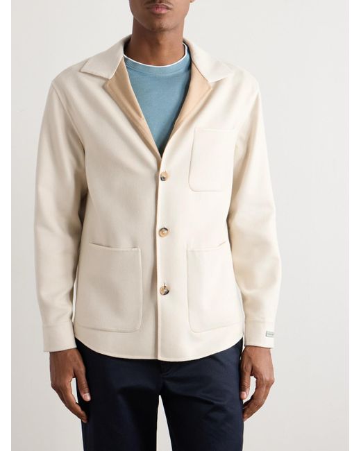 Canali Natural Camp-Collar Brushed Wool-Blend Twill Overshirt for men