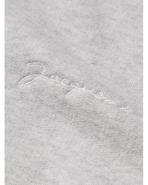 Jacquemus Gray Brode Logo-embroidered Organic Cotton-jersey Hoodie for men