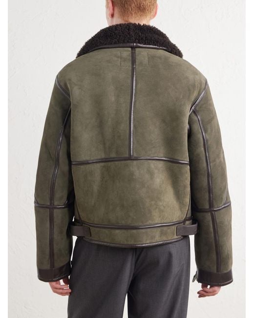 Polo Ralph Lauren Green Shearling Flight Jacket for men
