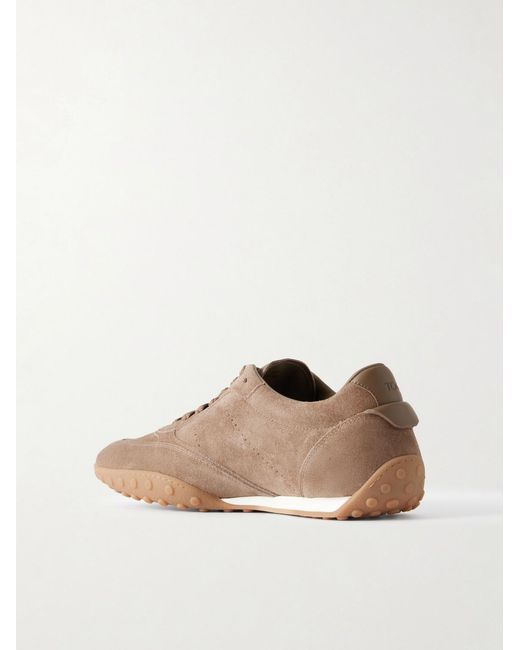 Tod's Brown Panelled Leather-Trimmed Suede Sneakers for men