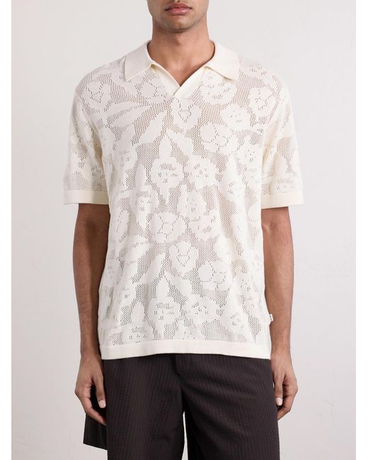 NN07 Natural Ryan Flower 60019 Knitted Cotton Polo Shirt for men