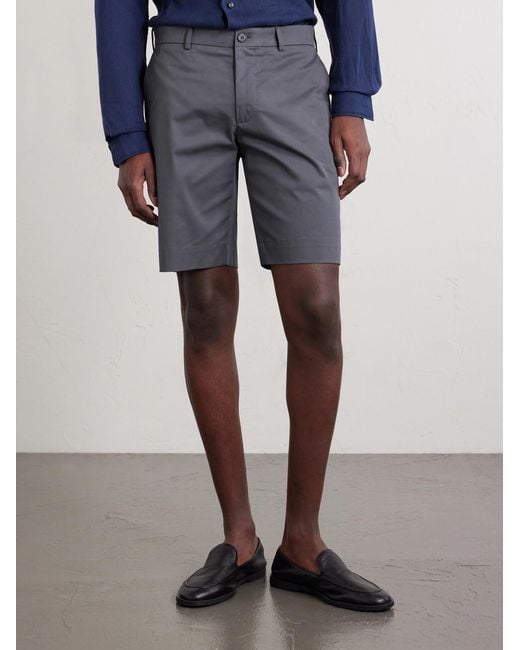 Slowear Gray Slim-Fit Cotton-Blend Gabardine Chino Shorts for men