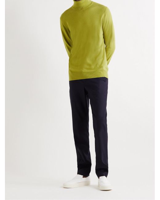 Loro Piana Green Dolcevita Baby Cashmere Rollneck Sweater for men