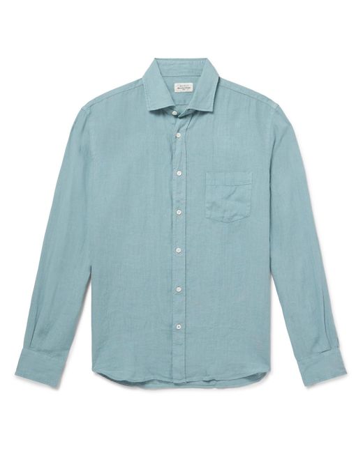 Hartford Blue Paul Pat Linen Shirt for men