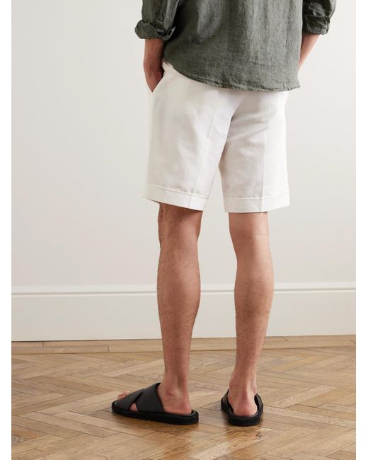 Brioni White Lerici Straight-leg Linen And Cotton-blend Shorts for men