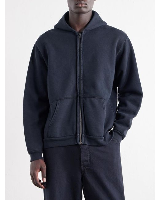 A.PRESSE Blue Vintage Cotton-jersey Zip-up Hoodie for men