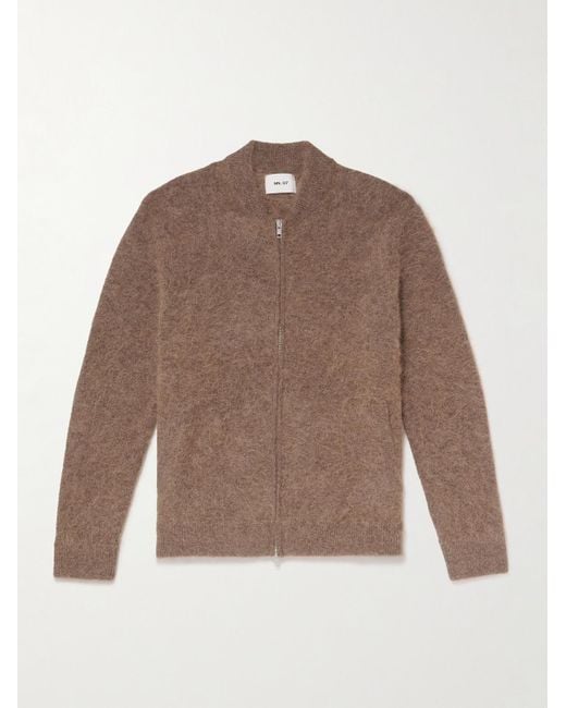 NN07 Boris 60012 Cardigan aus einer Alpakawollmischung mit Reißverschluss in Brown für Herren