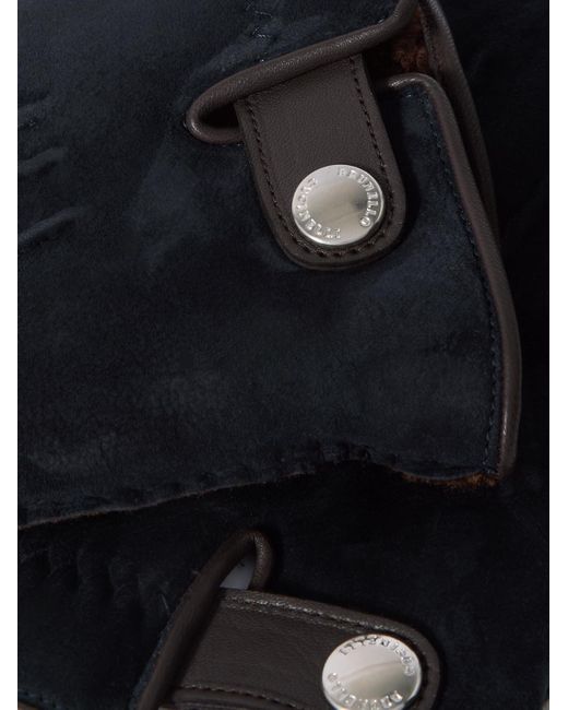Brunello Cucinelli Black Leather-trimmed Suede Gloves for men