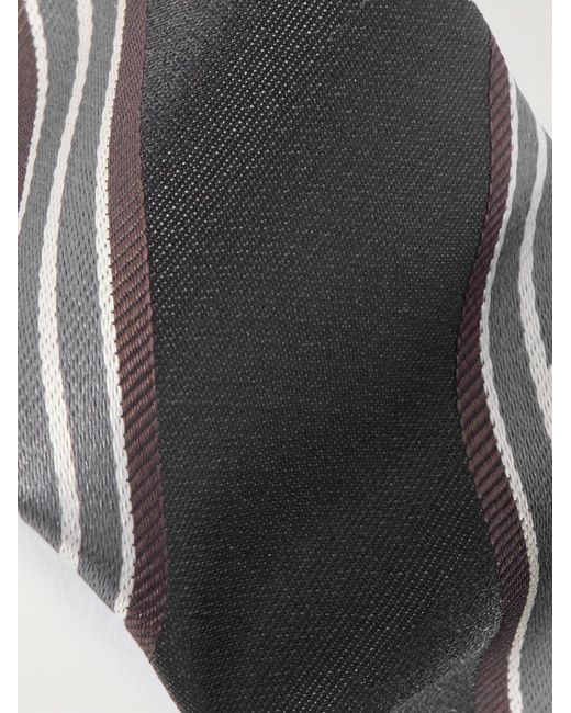 Lardini Gray 5.5Cm Striped Silk-Gabardine Tie for men