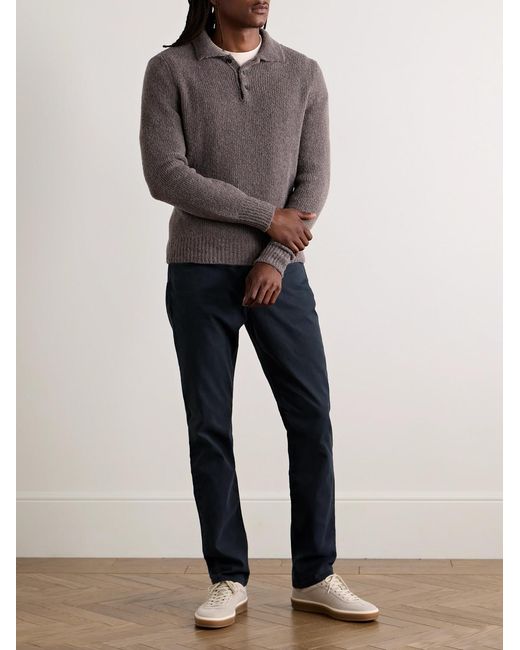 Boglioli Blue Slim-Fit Straight-Leg Cotton-Blend Twill Trousers for men