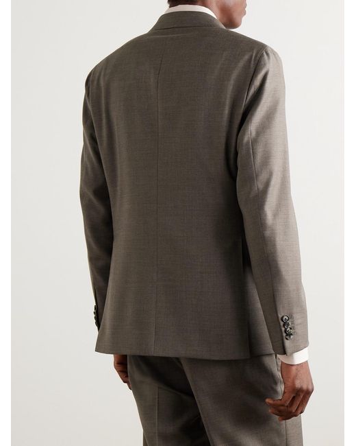Caruso Brown Double-Breasted Wool-Twill Suit Jacket for men