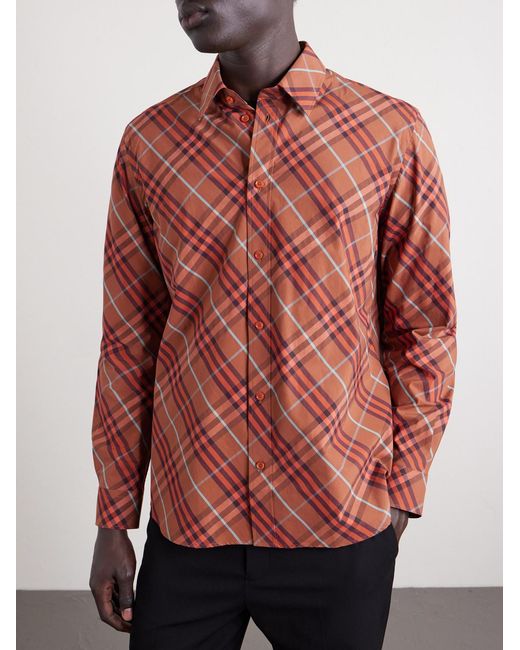 Burberry Red Robert Checked Cotton Shirt for men