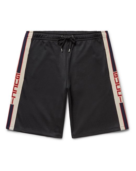 Gucci Black Webbing-trimmed Tech-jersey Shorts for men