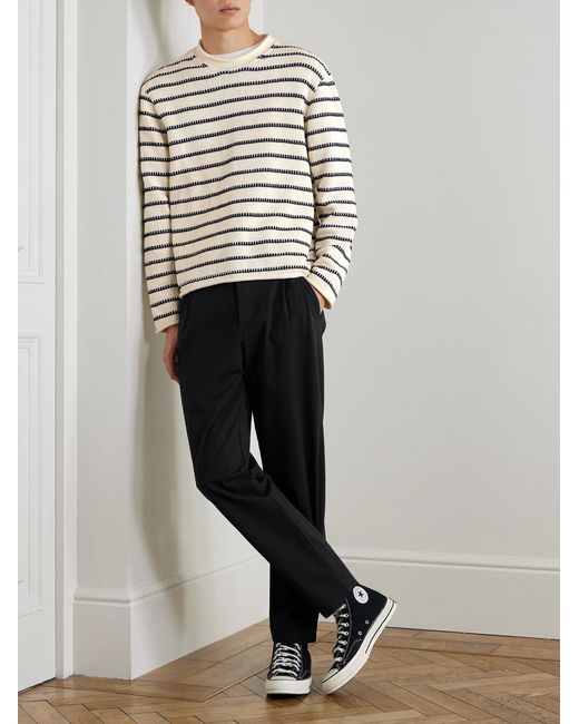 Folk Black Assembly Straight-Leg Pleated Cotton-Blend Seersucker Trousers for men