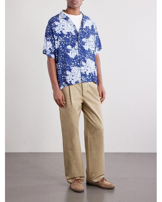 Blue Blue Japan Blue Sakura Kaza Convertible-Collar Woven Shirt for men