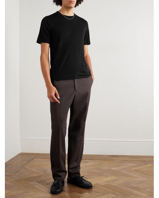 Saman Amel Black Slim-Fit Wool T-Shirt for men