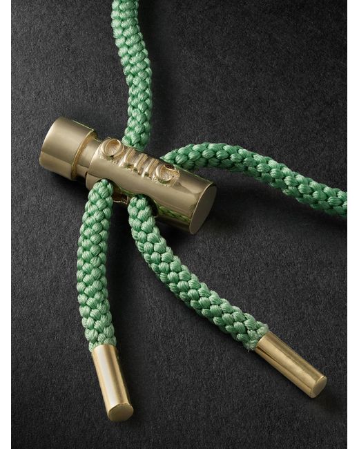 OUIE Green Toggle Gold And Silk-cord Bracelet for men