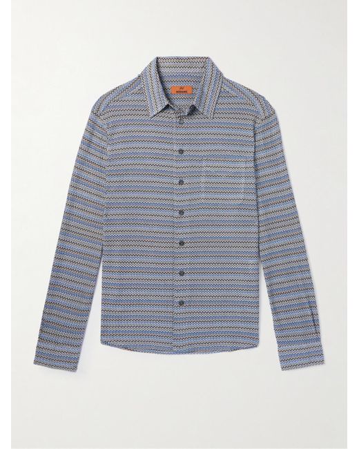 Camicia in maglia crochet a righe di Missoni in Blue da Uomo