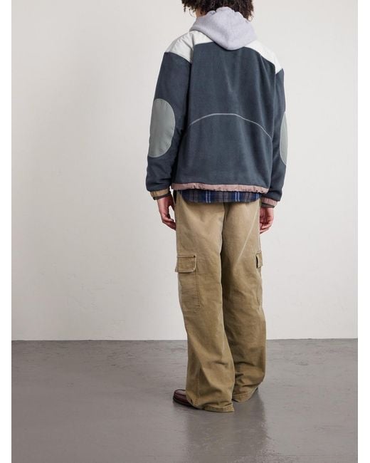 Folk Blue Curve Shell-trimmed Fleece Jacket for men