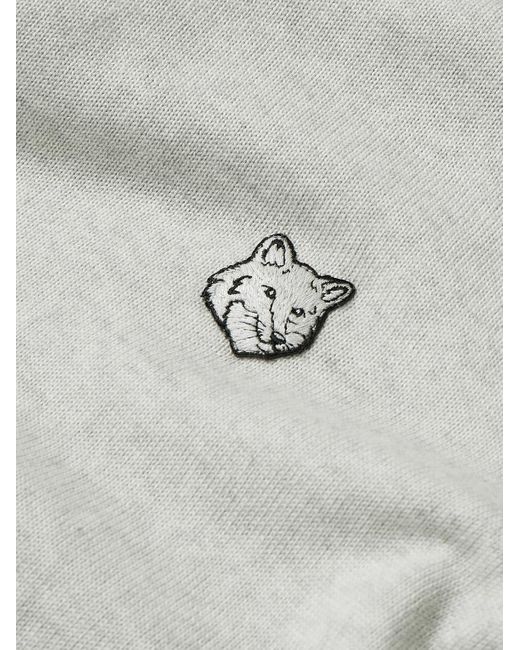 Maison Kitsuné Schmal geschnittener Pullover aus Wolle mit Logoapplikation in White für Herren