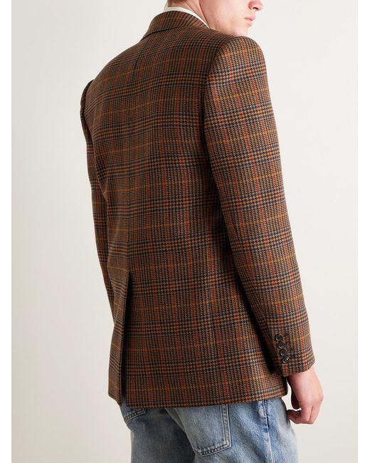 Saint Laurent Brown Prince Of Wales Wool Jacket for men