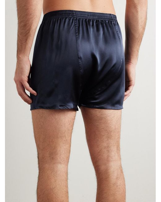 Derek Rose Blue Bailey Silk-Satin Boxer Shorts for men