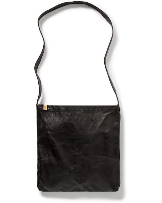 Visvim Black Record Crinkled-leather Messenger Bag for men