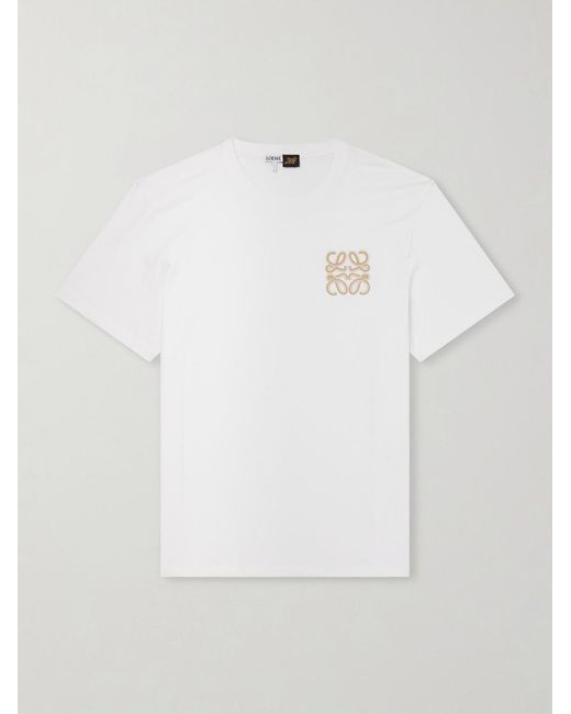 Loewe White Paula's Ibiza Logo-Embroidered Cotton T-Shirt for men